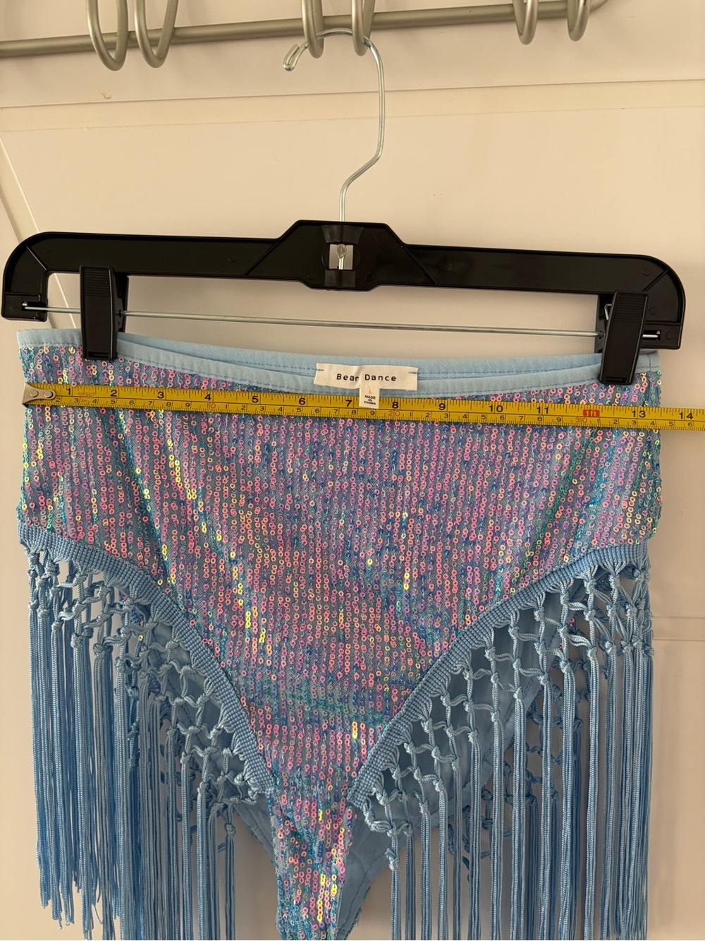 Small Iridescent Sequin Fringe Bottoms Y2K Festival Rave Disco Mermaid - Picture 5 of 10